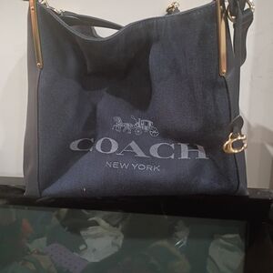 Coach Charcoal Shoulder Bag with Gold Hardware